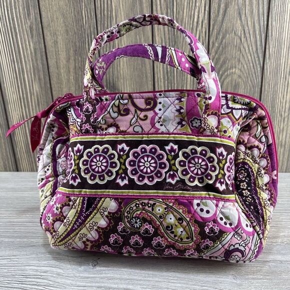 VERA BRADLEY Pink Floral Cotton Quilted Medium Bag Handbag Purse - Makeup - Picture 10 of 16